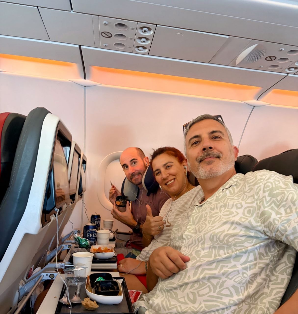Selfie durante el vuelo hacia Japon
